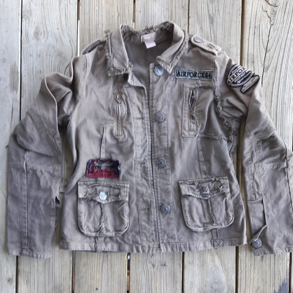 Twenty One Brown Denim Military Style Jacket - Picture 2 of 6